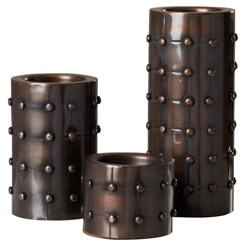 3 Piece Pillar Metal Candlestick Set