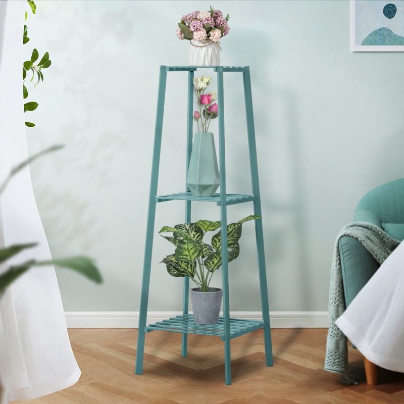 Bamboo Three-Layer Flower Stand