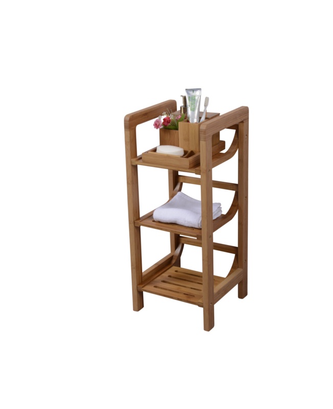 3-Shelf Bamboo Freestanding Towel Rack
