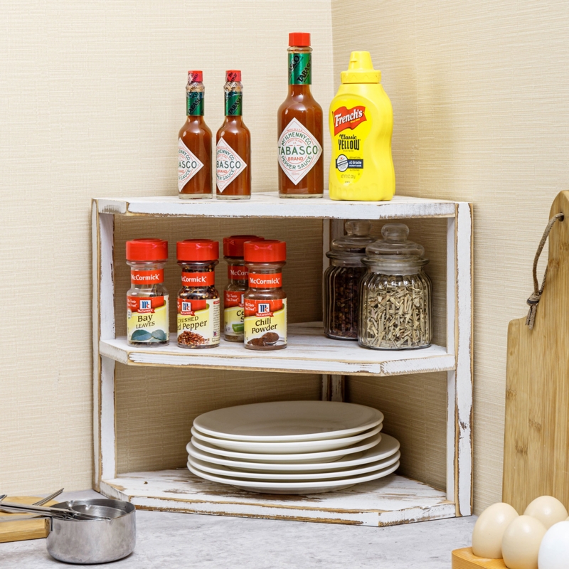 Wooden 3-Tier Countertop Corner Shelf