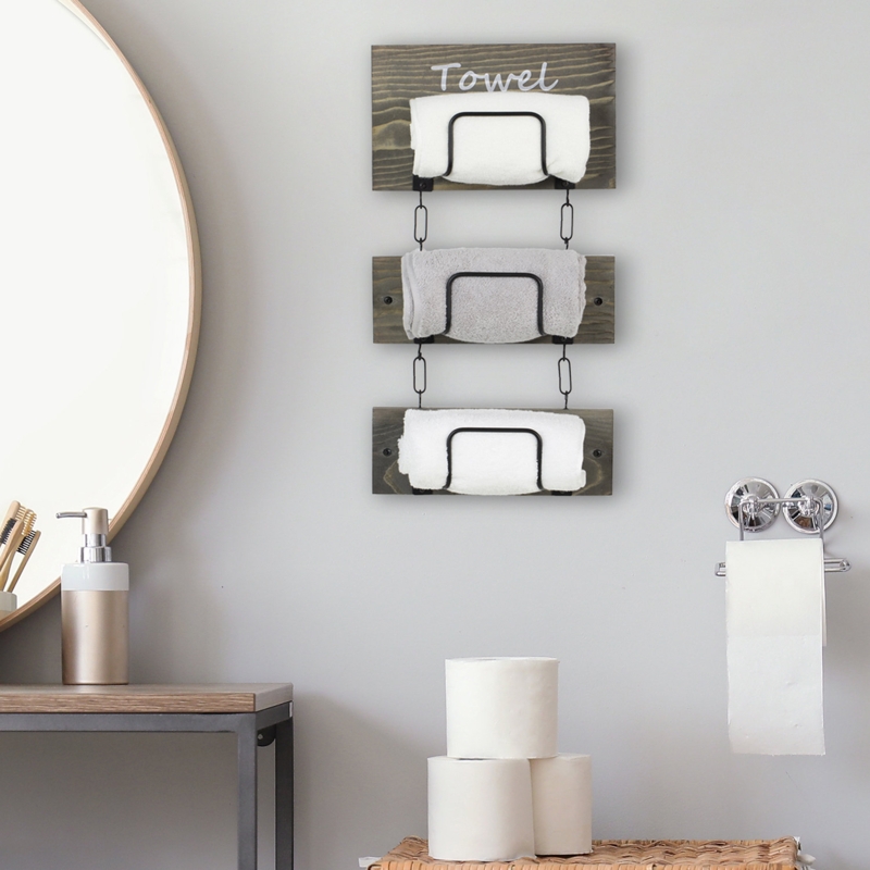 Rustic Modern Wall-Mounted Towel Holder Rack
