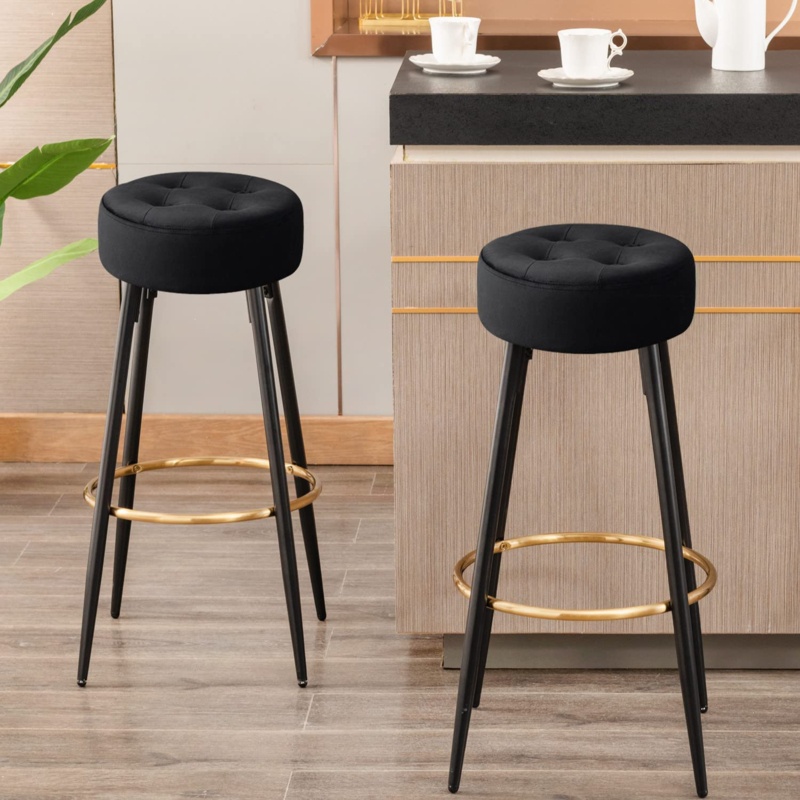 30"Minimalist Seattle Velvet Upholstered Bar Stools Set Of 2