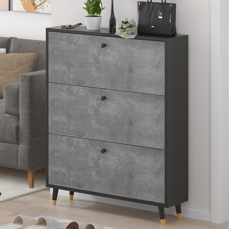 30 Pairs Slate Gray/White Gray Solid + Manufactured Wood Shoe Storage Cabinet