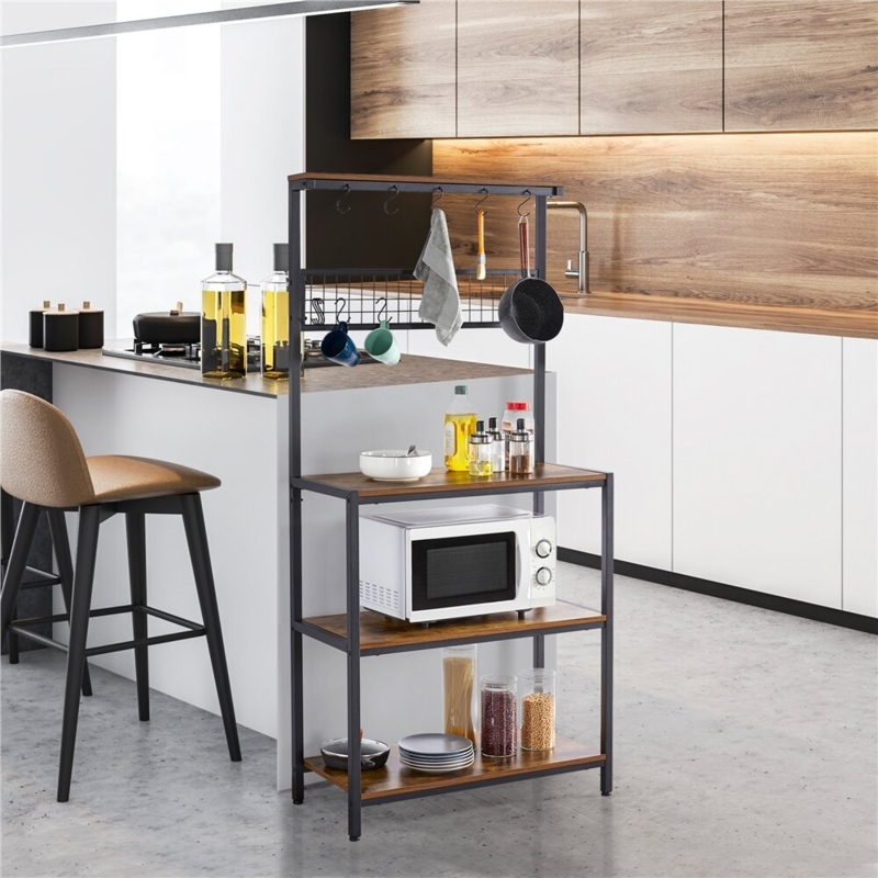 Chic Baker's Rack with Storage Shelves