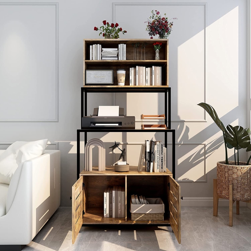 Multi-functional Storage Rack with Shelves and Cabinet