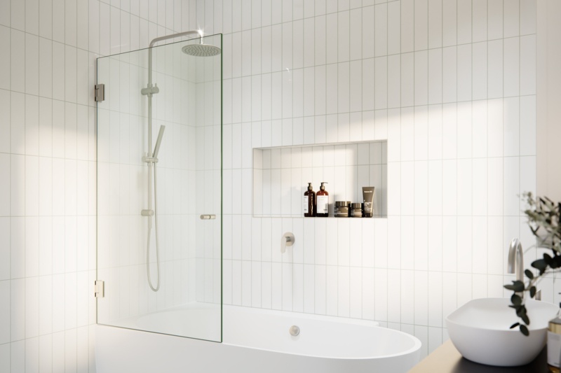 31.75'' W x 58'' H Hinged Frameless Shower Door with Clear Glass
