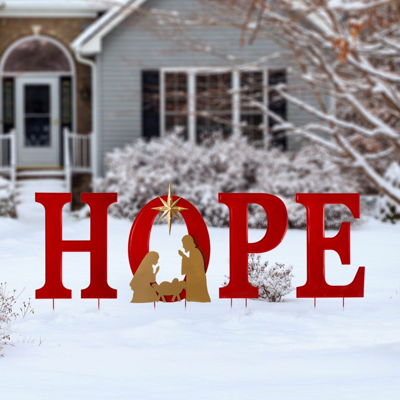 Metal-Lighted Hope Yard Stake
