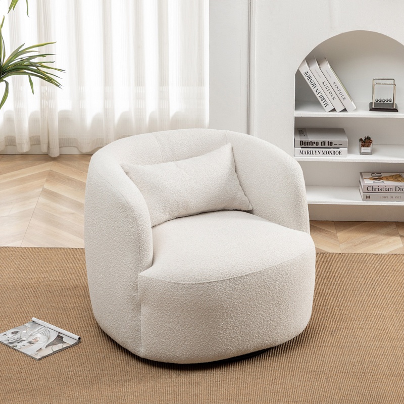 Swivel Boucle Armchair with 360° Rotation