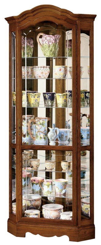 34'' Wide Mirrored Back Curio Cabinet with Lighting