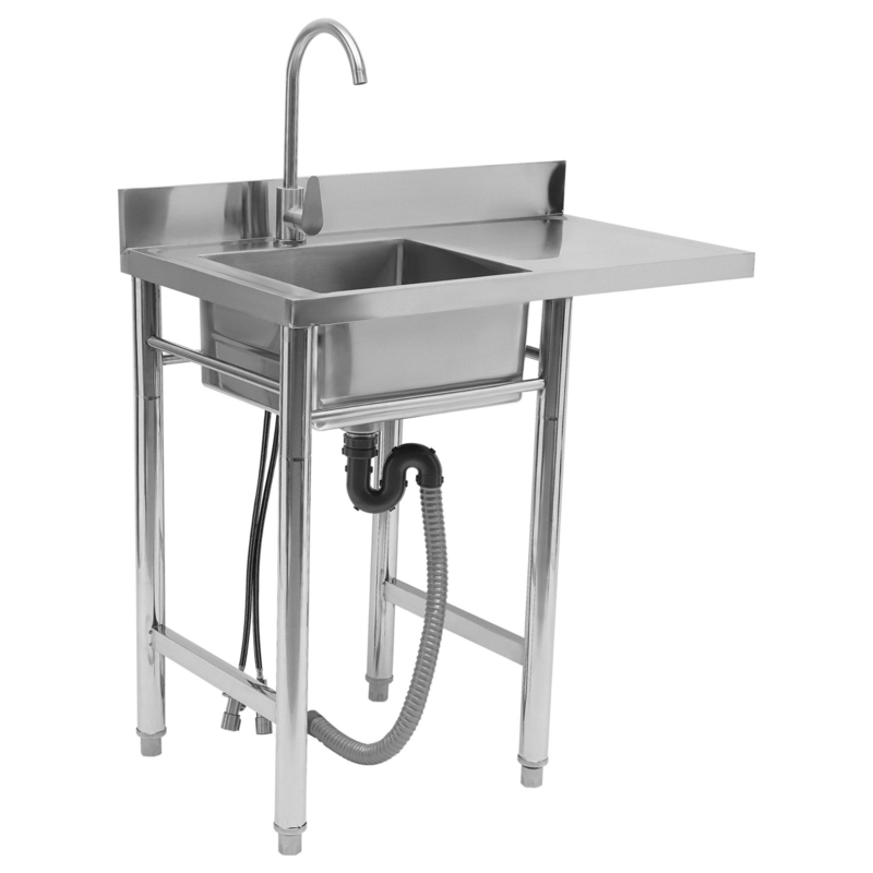 Stainless Steel Sink with Large Basin and Draining Board