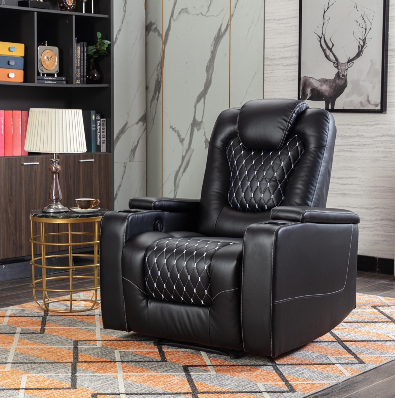 Home Theater Leather Recliner Individual Seat with Cup Holder