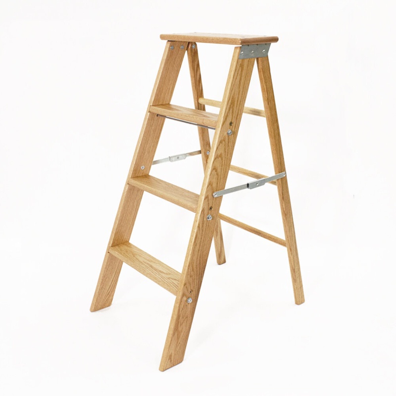 36" Folding 3 Step Wood Step Stool With 250 Lb. Load Capacity