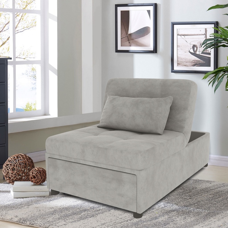 38.6" Velvet Armless Sofa Bed