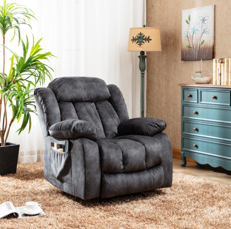 39'' WideOverstuff Manual Recliner with Massager and Heat