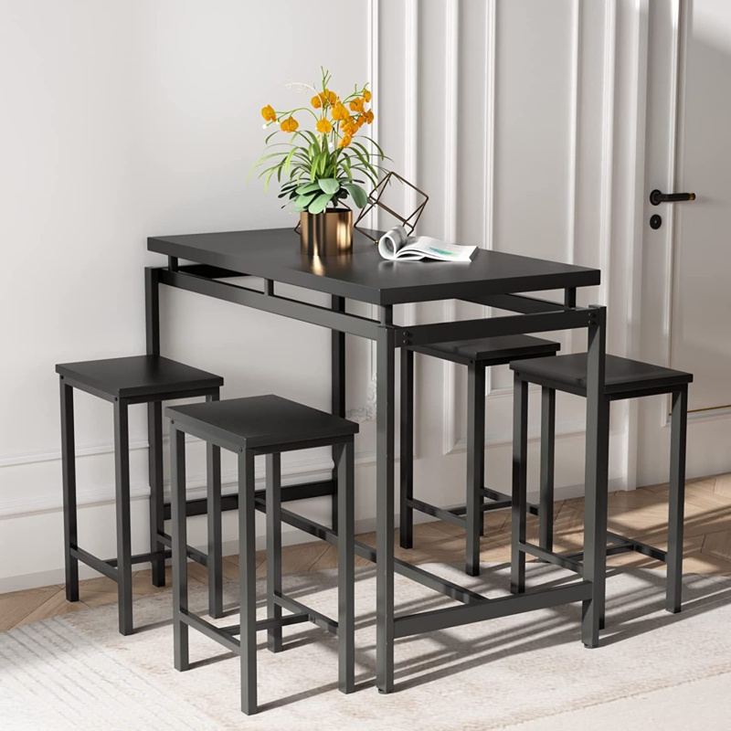 Vintage Industrial Style Counter Height Table and Bar Stools Set