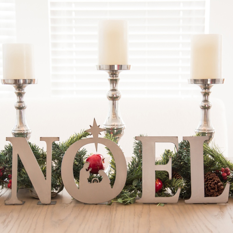 4 Piece NOEL Metal Nativity Set