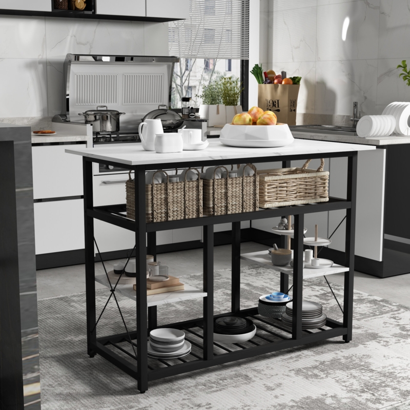 Rustic Kitchen Prep Table with Storage
