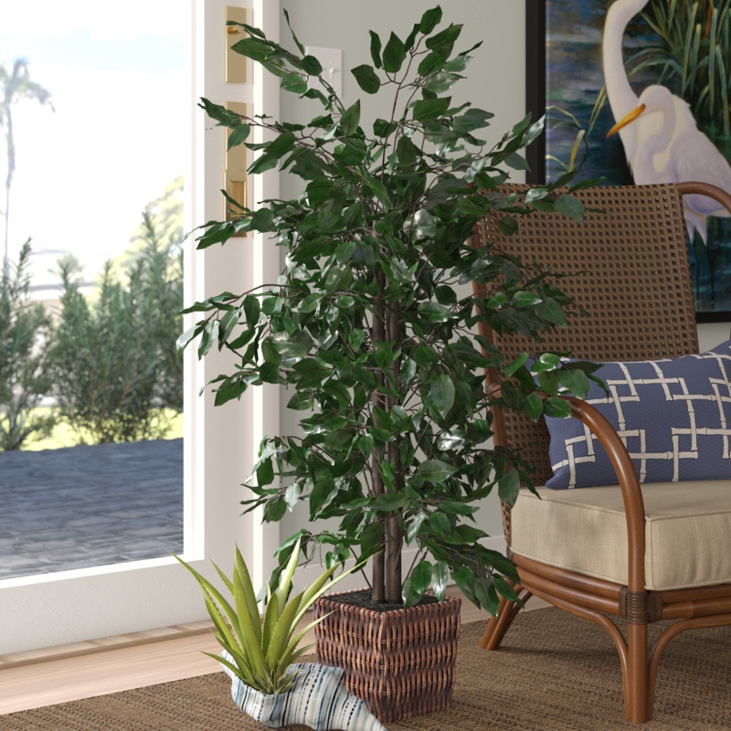 48'' Faux Ficus Tree in Rattan Planter