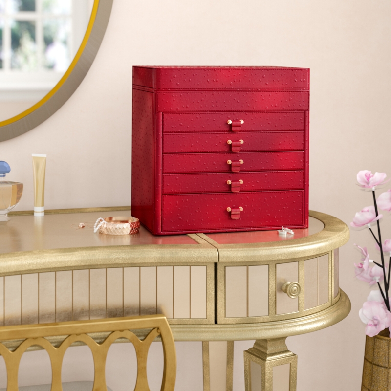 Rectangle Jewelry Box with Drawers and Travel Case