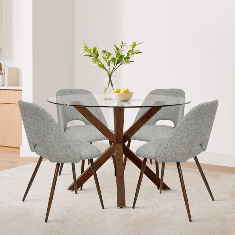 5-Piece Round Glass Dining Table Sets