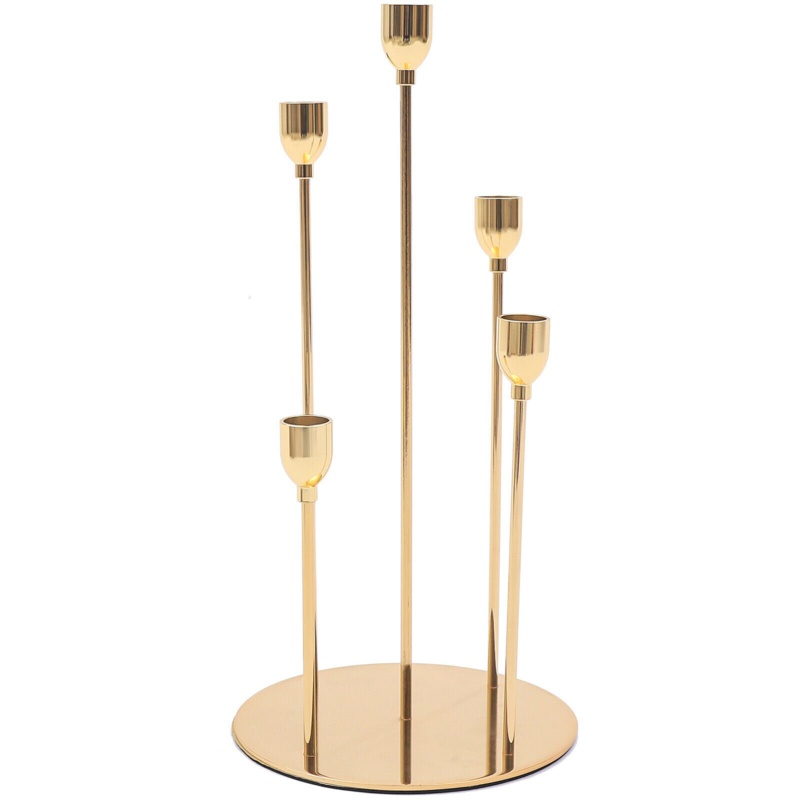 5 Taper Vintage Gold Candle Holder Stand Metal Candlestick