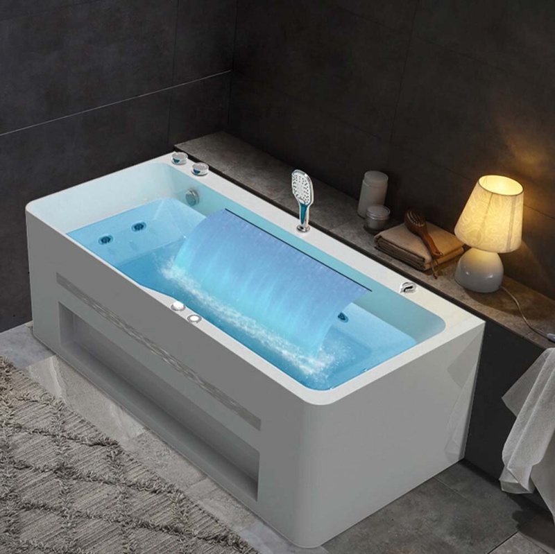55.06'' x 29.53'' Freestanding Whirlpool Acrylic Bathtub