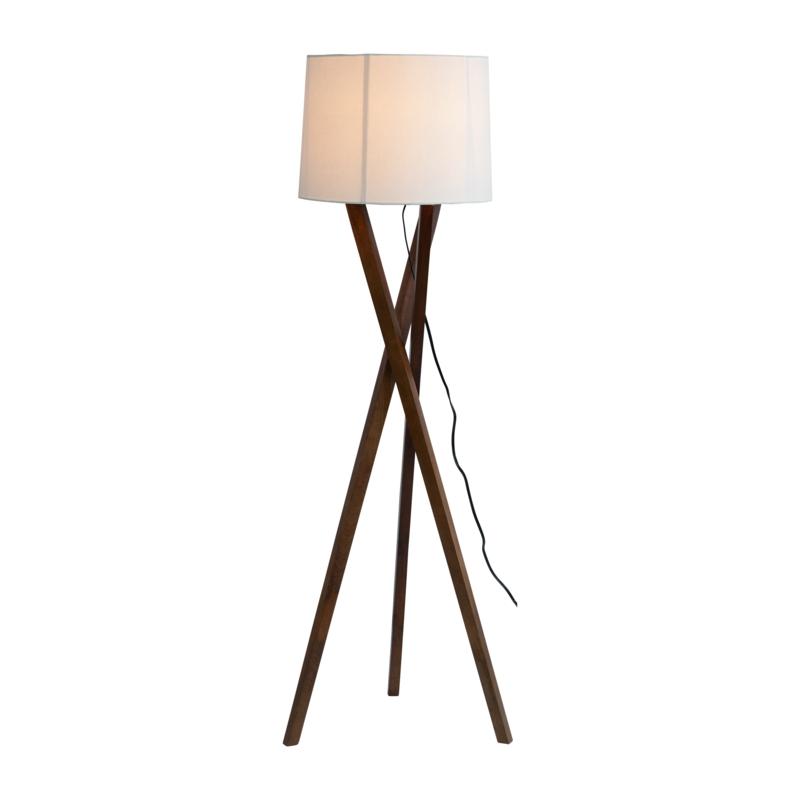 Rustic Brown Mango Wood Floor Lamp