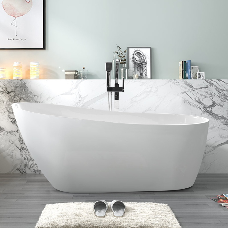 55'' x 28.3'' Freestanding Soaking Acrylic Bathtub