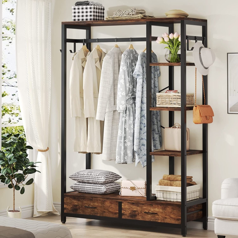 Industrial Chic Coat Rack with Drawer