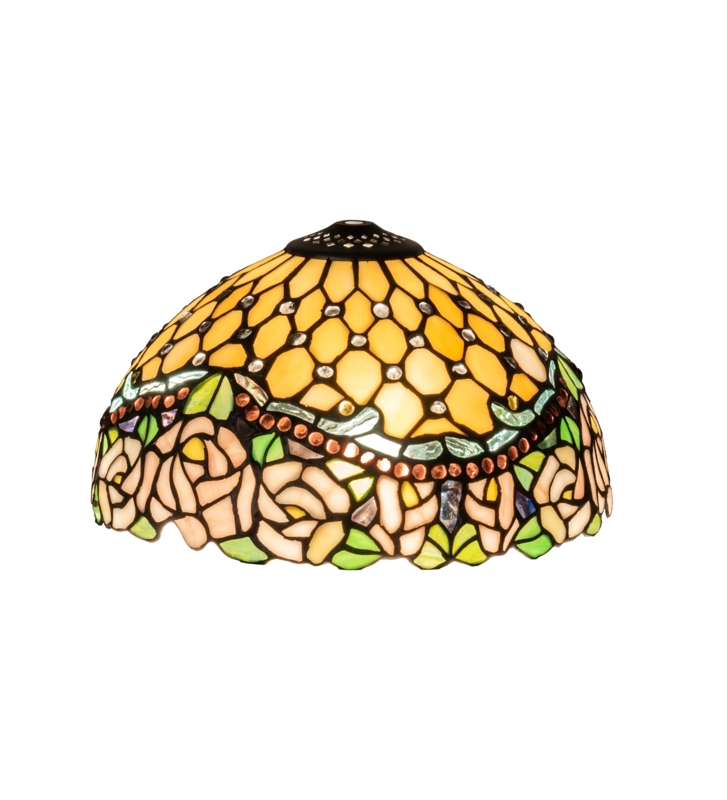 Victorian Rose Art Glass Lamp Shade