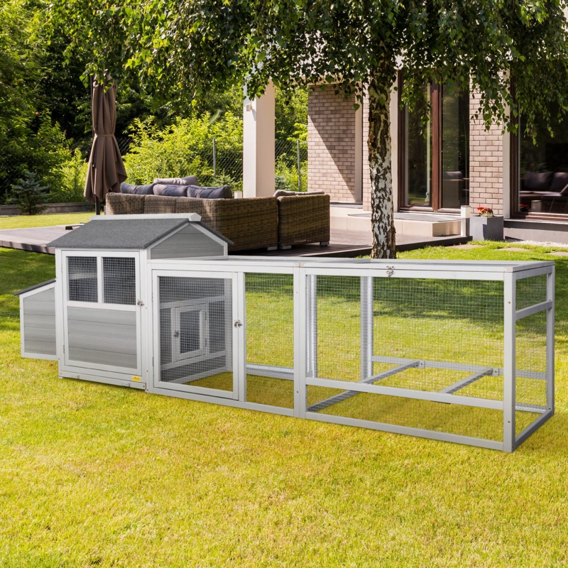 Large Wood Chicken Coop with Spacious Run