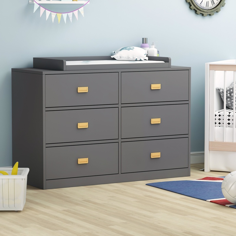 6 Drawers Baby Changing Table Dresser