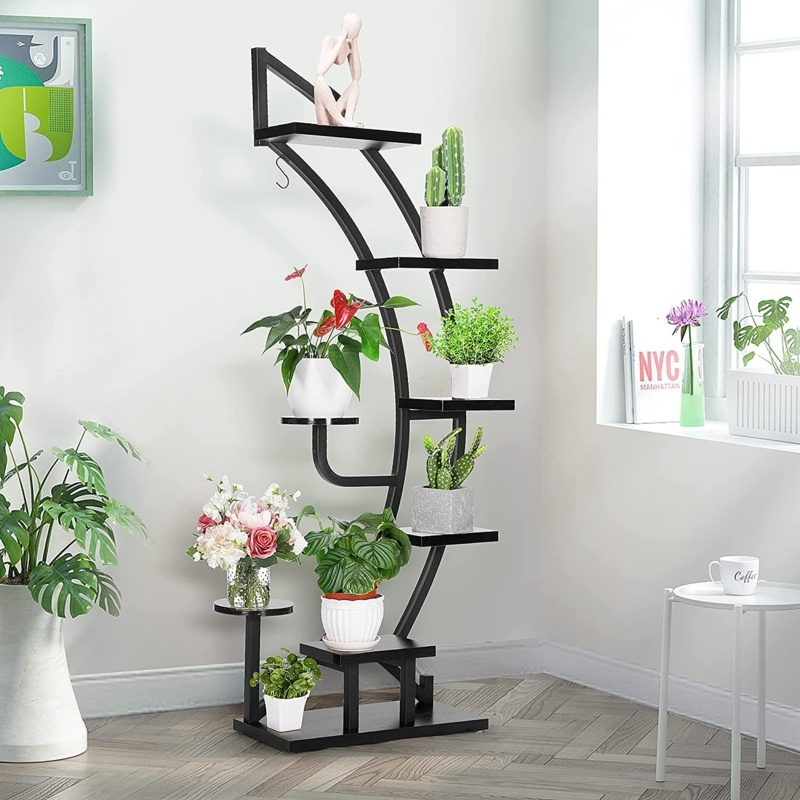 6-Tier Curved Plant Stand with Hanger