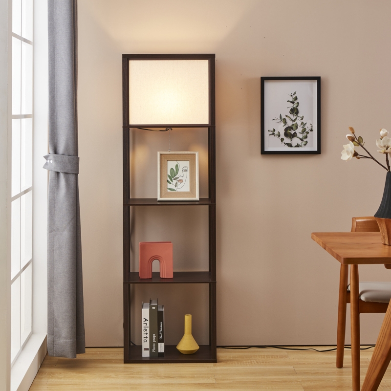 Modern Floor Lamp with Shelves
