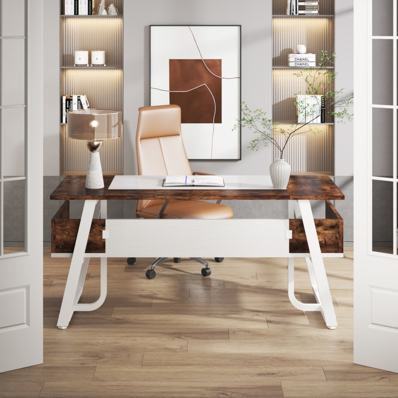 Large Executive Desk with Storage Shelf