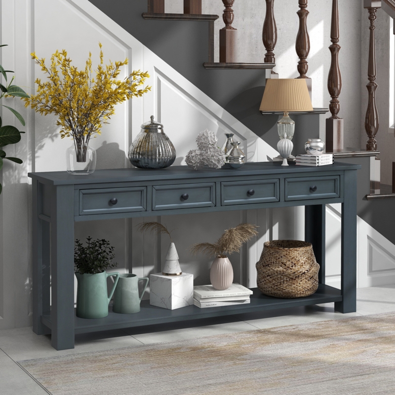 Elegant Narrow Buffet Table with Drawers