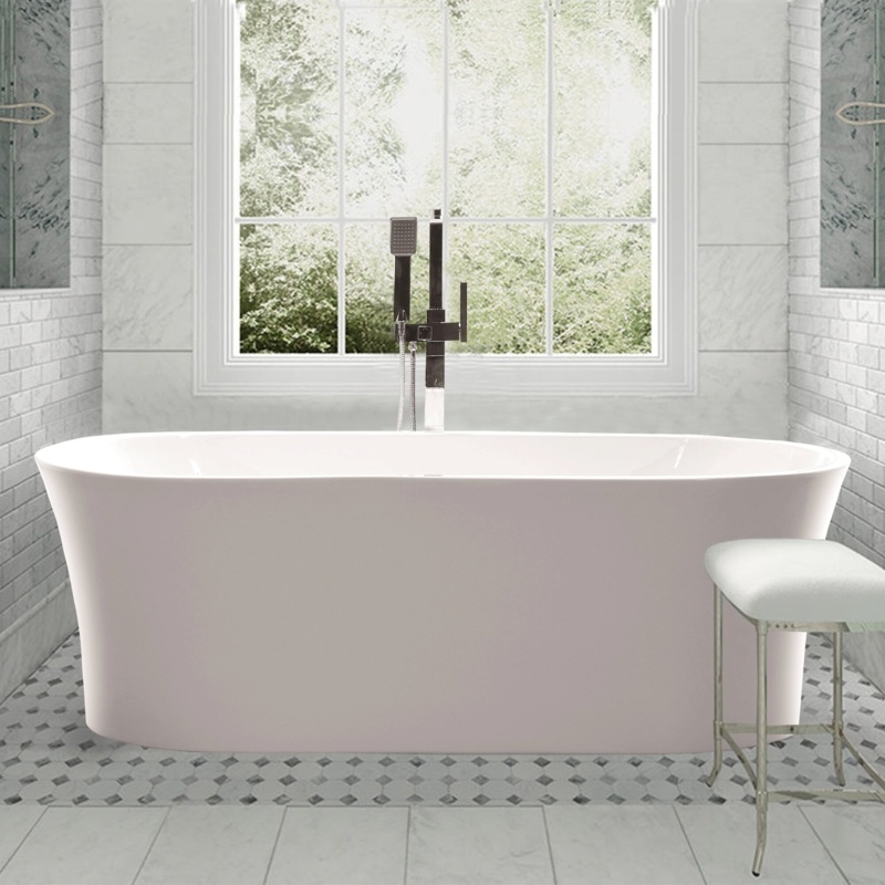 63'' x 30.3'' Freestanding Soaking Acrylic Bathtub