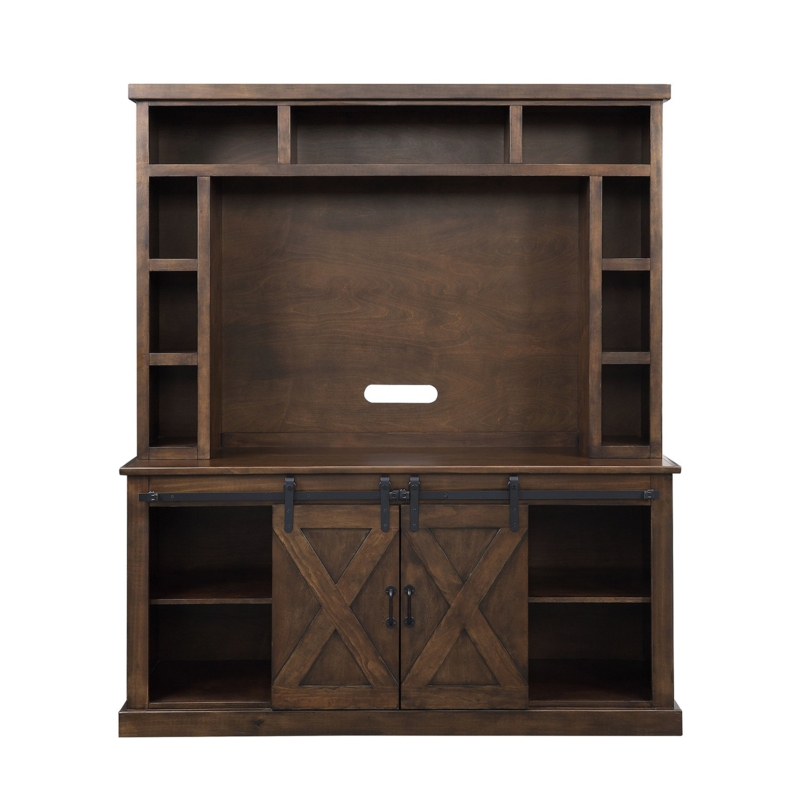 Farmhouse-Style TV Stand with Hutch