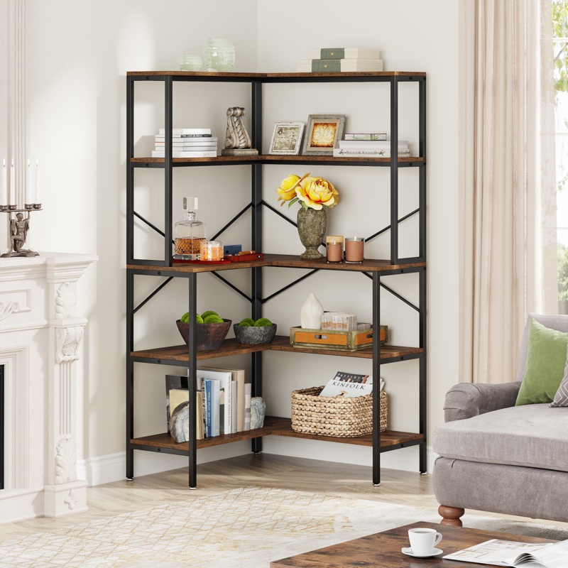 67.3'' H x 31.5'' W Steel Corner Bookcase