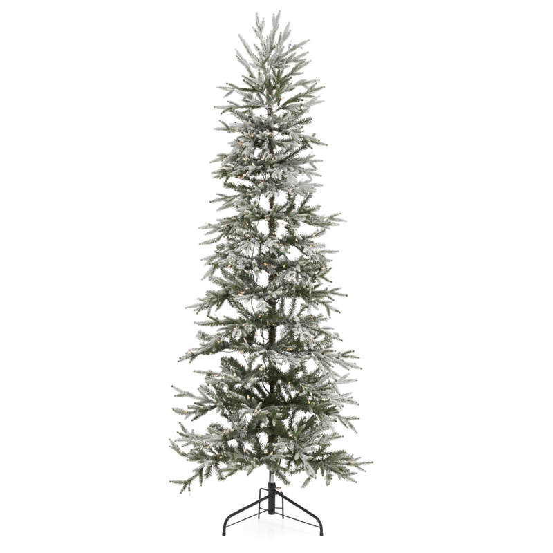 Snowy Flocked Corner Christmas Tree with Lights