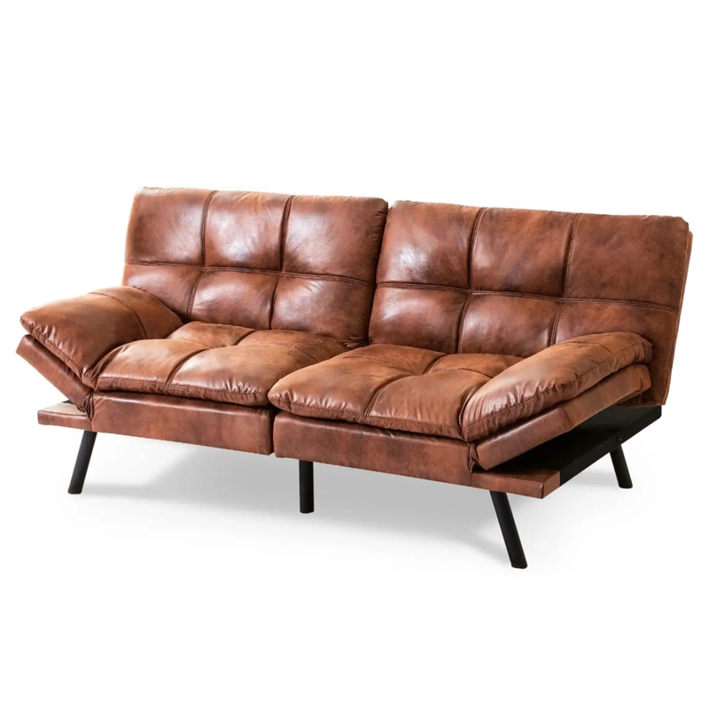 Multi-Functional Futon Sofa Bed with Adjustable Armrest