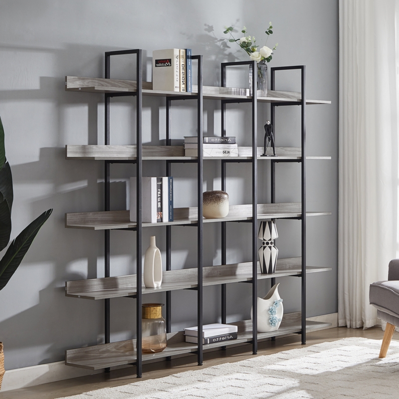 5-Tier Retro Industrial Bookcase