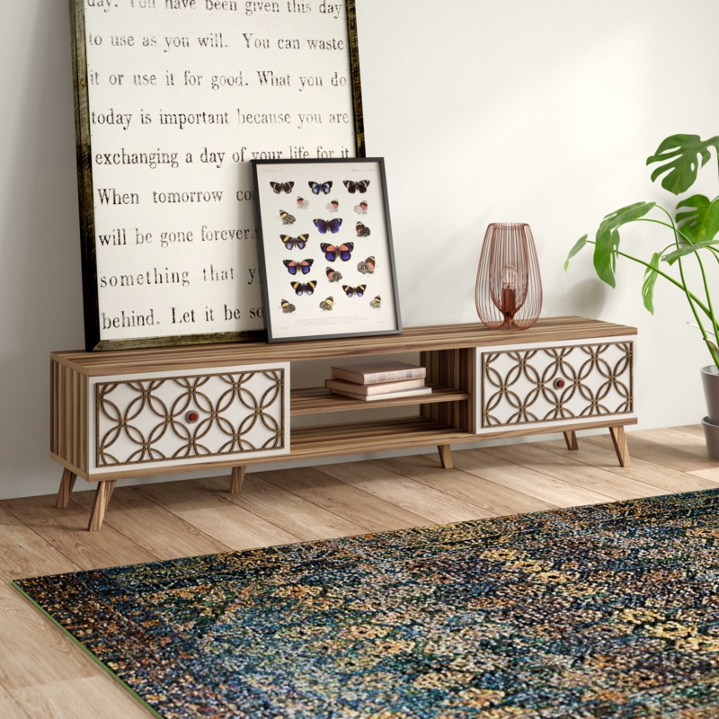 Geometric Boho TV Stand with Storage