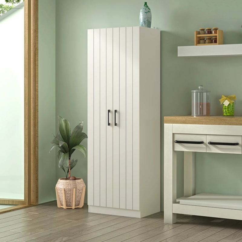 Freestanding Wood Kitchen Pantry with Adjustable Shelves