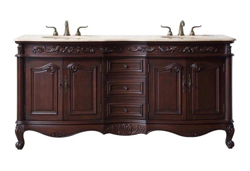 72'' Free-standing Double Bathroom Vanity with Marble Vanity Top