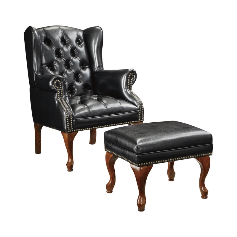 74.93Cm Wide Tufted Wingback Chair and Ottoman