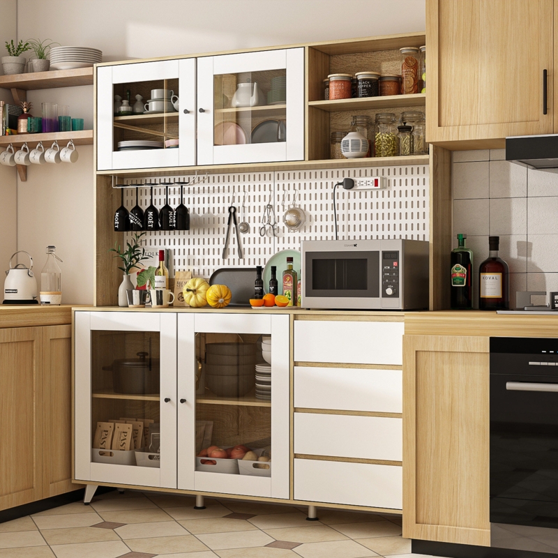 Minimalist Kitchen Pantry with Drawers and Cabinets