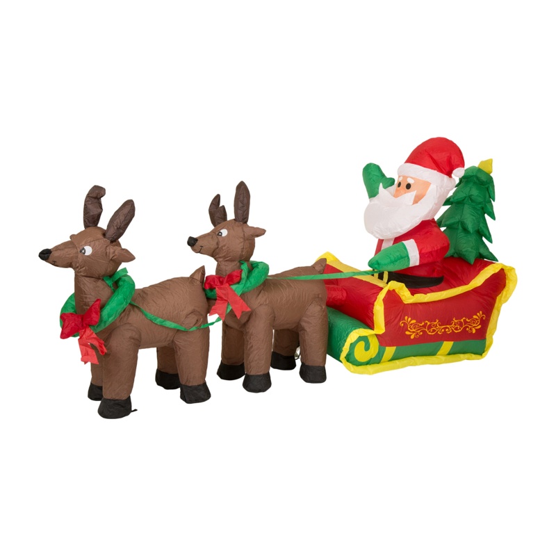 7FT Christmas Lighted Inflatable Santa Sleigh Decor