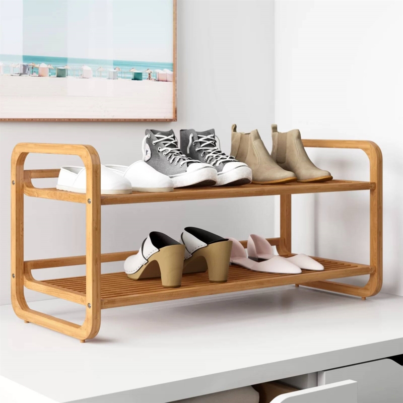Bamboo Modern 2-Shelf Stackable Shoe Rack