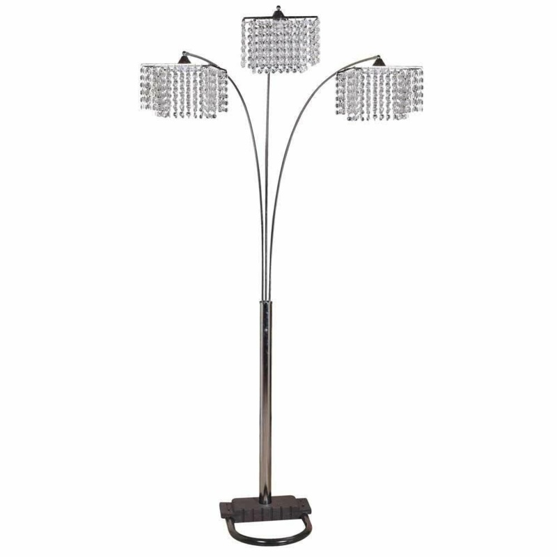 Elegant 3-Light Floor Lamp with Poly Crystal Shade